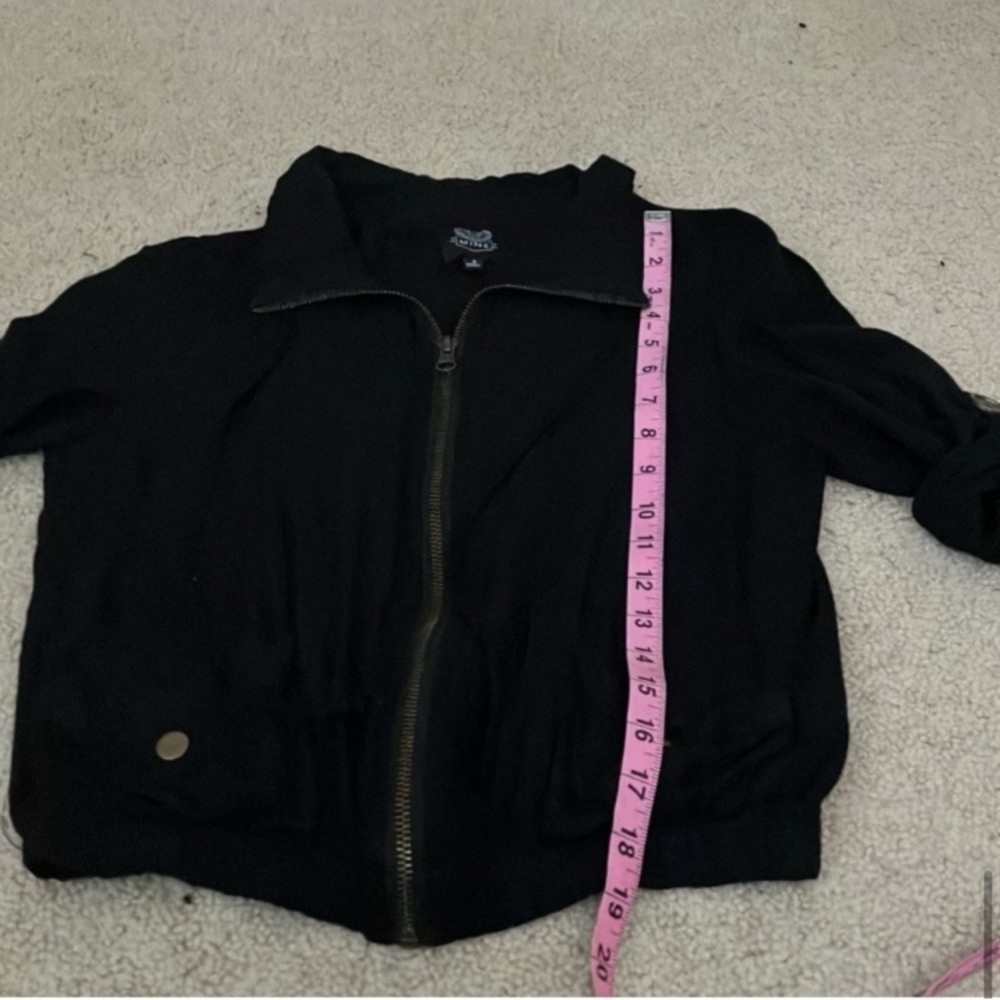 Vintage Y2K Grunge Bomber Black Zip-Up Jacket, lightweight, adjustable, xs/s - Picture 7 of 8